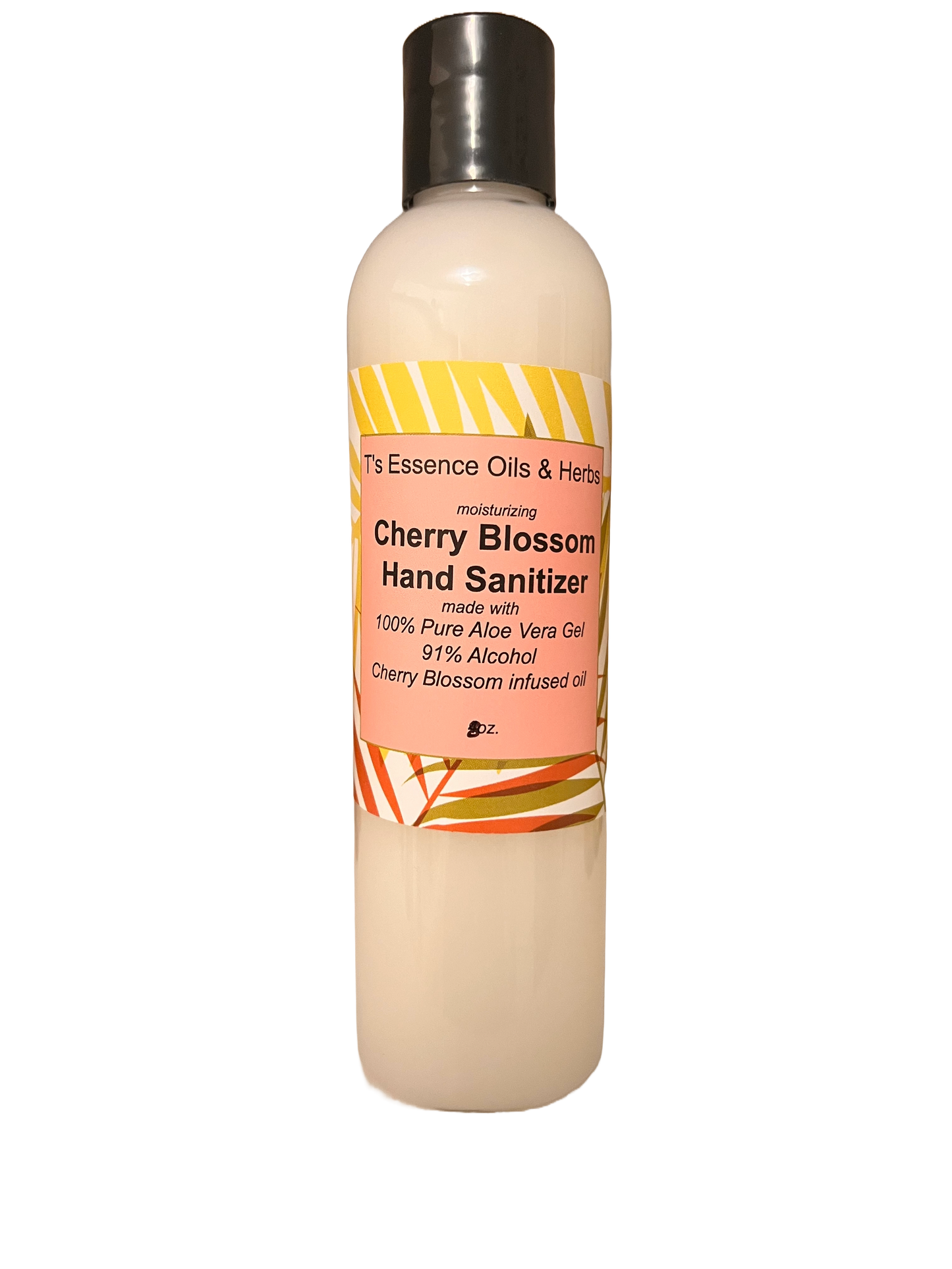 Hand Sanitizer - Cherry Blossom 8oz. - Moisturizing, 100% Pure Aloe Vera Gel, Infused Oil, 91% Alcohol