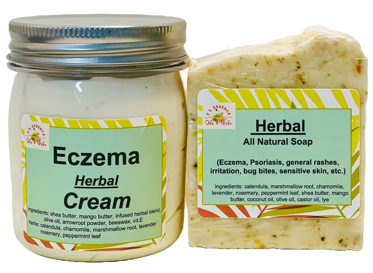 Natural Soap & Cream- Herbal Care Set - Eczema, Psoriasis, General Body Rash, Diaper Rash, Bug Bites, Irritated and Sensitive skin