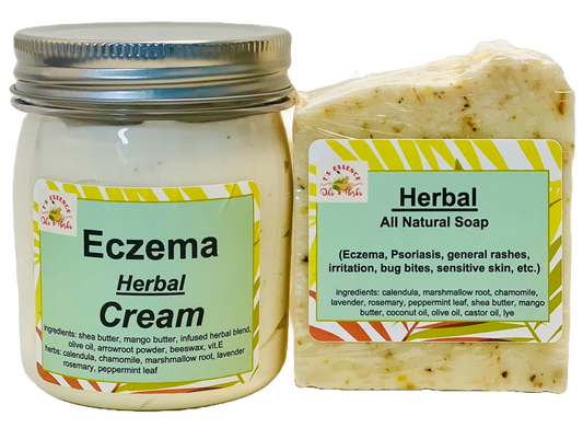 Natural Soap & Cream- Herbal Care Set - Eczema, Psoriasis, General Body Rash, Diaper Rash, Bug Bites, Irritated and Sensitive skin