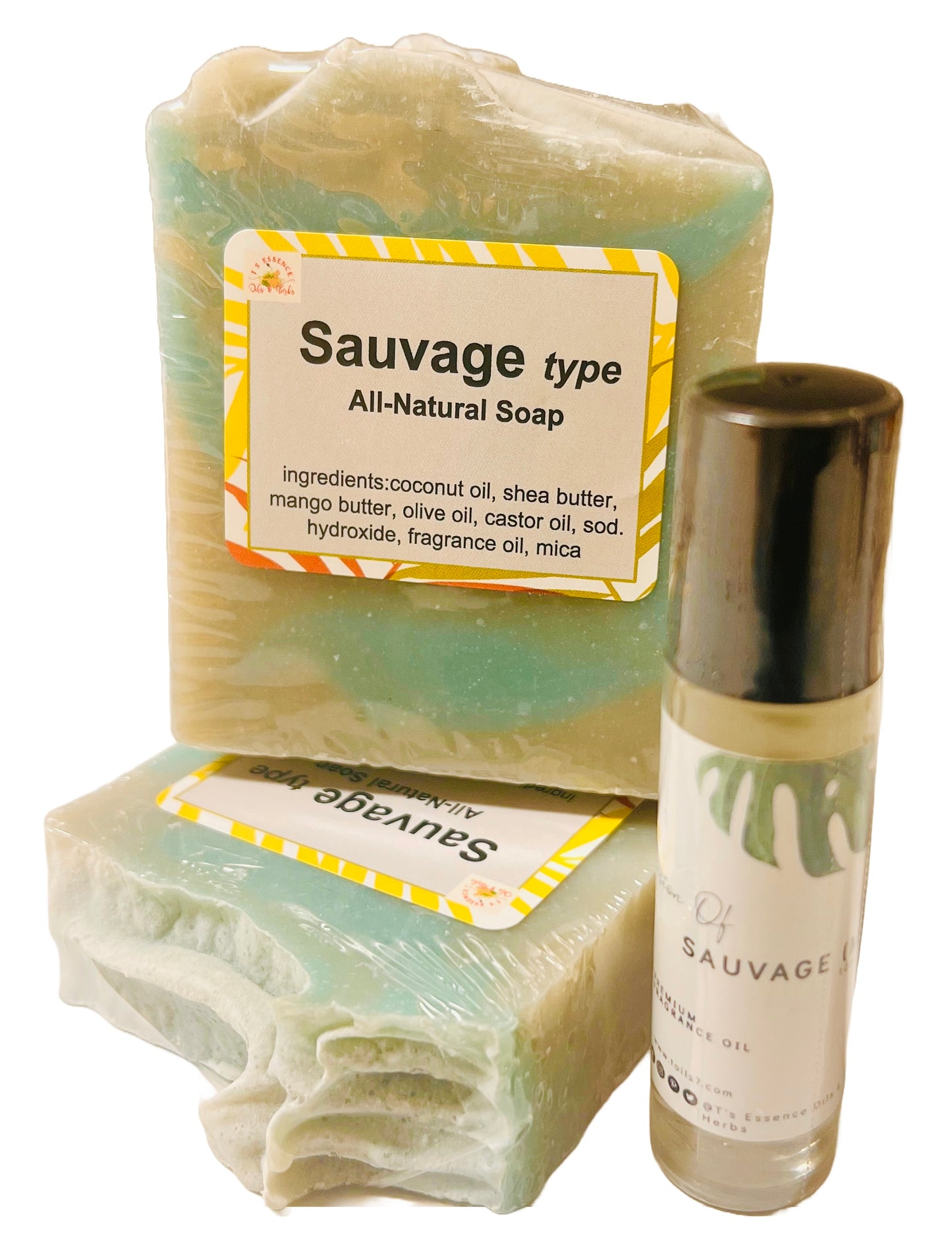 Natural Soap - Sauvage Replica Fragrance set - 2 Soaps & Cologne (Men)